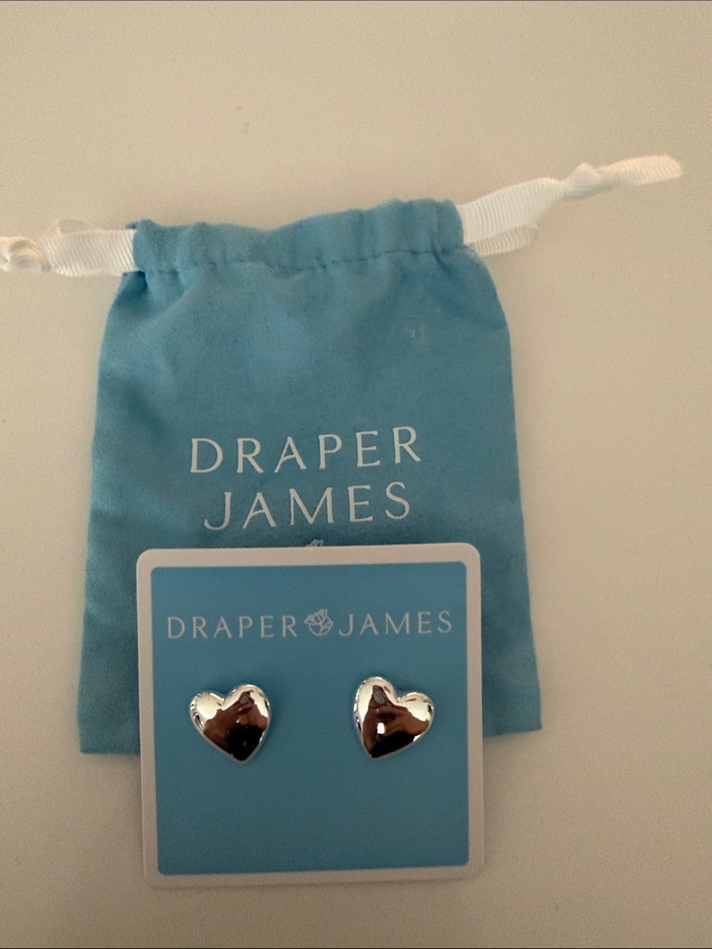 Draper James Shiny Silver Heart Stud Earrings